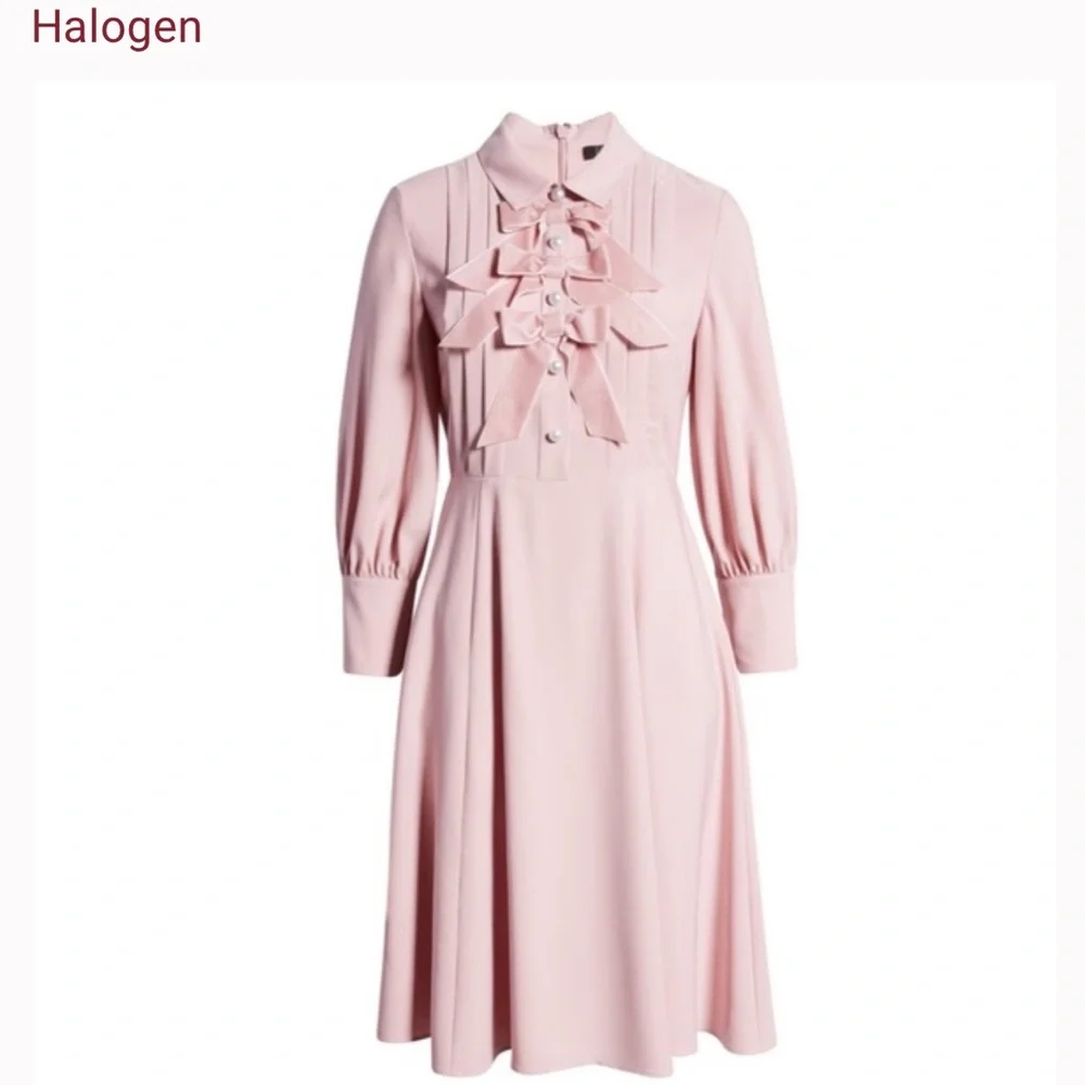 Halogen Pink Ruffle-Front Midi Dress - Picture 6 of 13